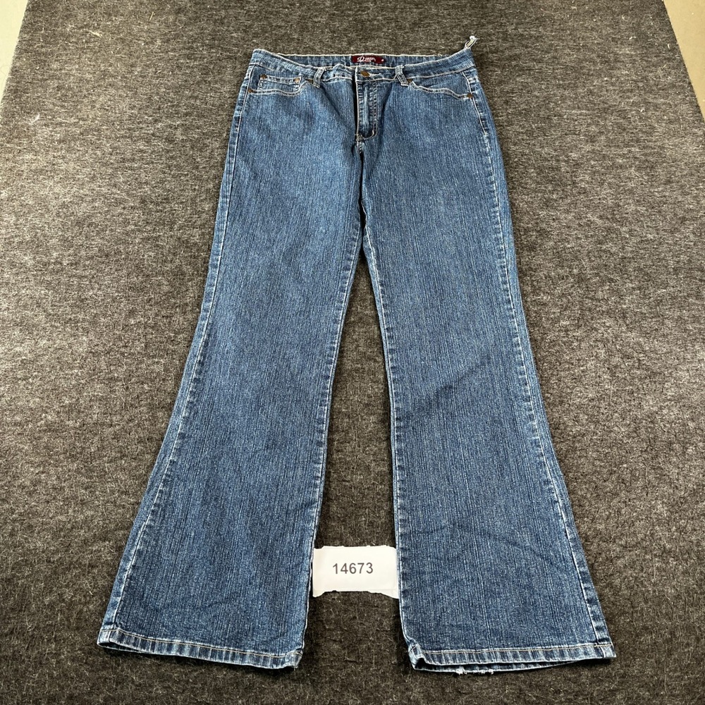 D Jeans Women 15 Blue Denim Cotton Stretch Embroidered Everyday Wear Bootcut Leg